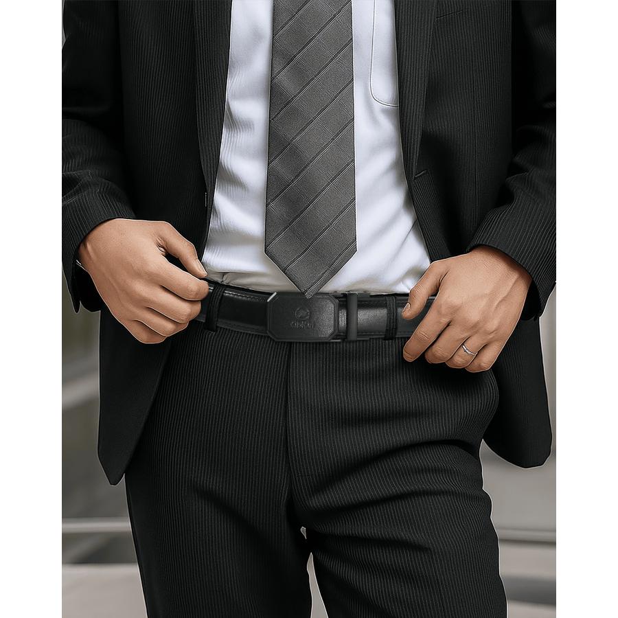 ［30%OFFクーポン対象・5のつく日P10倍］ベルト メンズ 本革 栃木レザー  オートロック式   ビジネス 紳士ベルト スーツ 使いやすい サイズ調整可能 箱付き |  | 09
