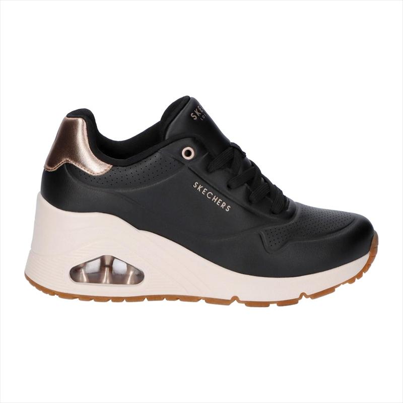 SKECHERS（スケッチャーズ） レディースカジュアルシューズ UNO WEDGE-HI STEPS (177520)(BLK) ブラック ...