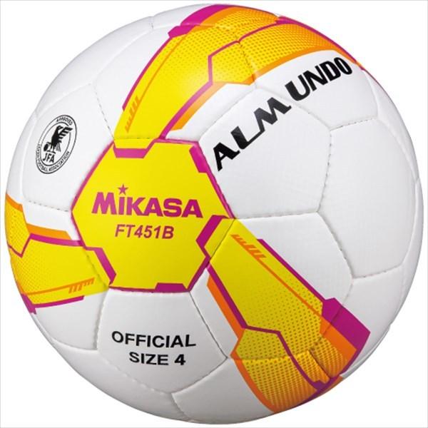 大勧め MIKASA 大好評です ミカサ サッカーボール検定4号球 ALMUND 手縫い 取寄商品 ピンク FT451B-YP イエロー