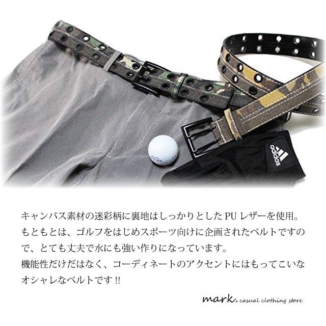 メンズ ベルト 迷彩柄 カモフラ ゴルフ ゴルフベルト キャンバス素材 Wピン アイレット デザイン ベルト おしゃれ Bt Gf1 2110 Mark 通販 Yahoo ショッピング