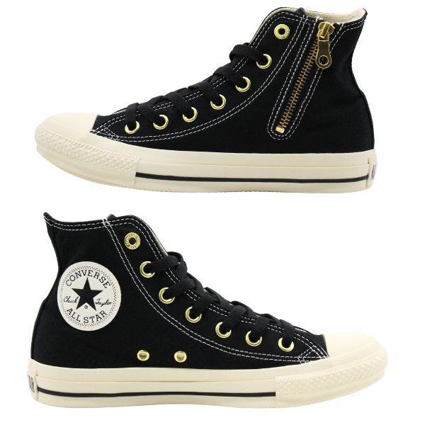コンバース converse ロングスニーカー　スニーカーブーツ　黒×ゴールド CONVERSE（コンバース） スニーカー レディース 靴 ハイカット 黒