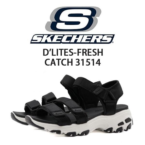 SKECHERS（スケッチャーズ） サンダル レディース 靴 黒 ブラック 白