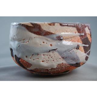 ach-15 焼締 志野焼 抹茶茶碗  文部大臣奨励賞受賞作家 荒川明作 木箱付きの画像