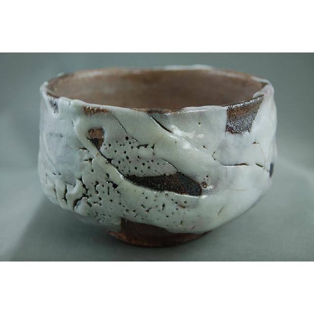 ach-4 焼締 抹茶茶碗  文部大臣奨励賞受賞作家 荒川明作 木箱付きの画像