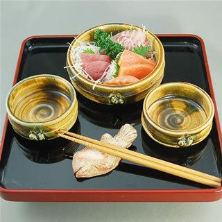 bni-3 黄瀬戸釉 竹形小鉢揃え 文部大臣奨励賞受賞作家 荒川明作の画像