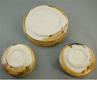 bni-3 黄瀬戸釉 竹形小鉢揃え 文部大臣奨励賞受賞作家 荒川明作の画像