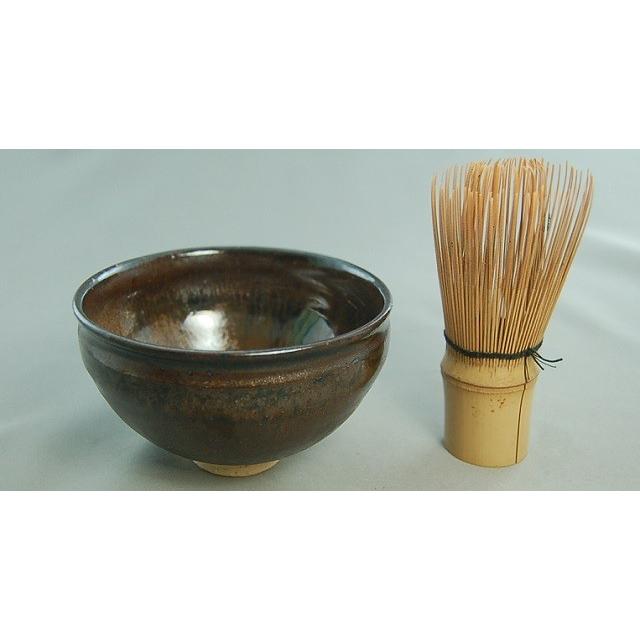cch-10  流金天目 抹茶茶碗  文部大臣奨励賞受賞作家　荒川明作 木箱付き