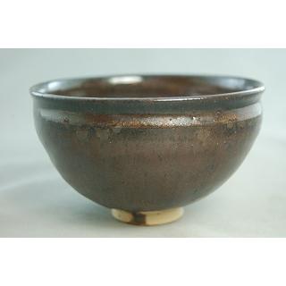 cch-10  流金天目 抹茶茶碗  文部大臣奨励賞受賞作家　荒川明作 木箱付き_2