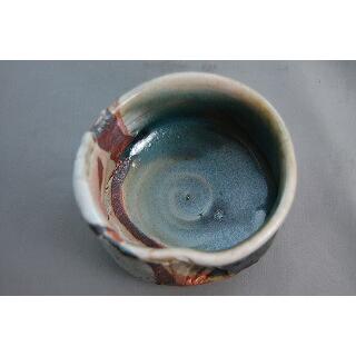 cch-1 鳴海織部 抹茶茶碗 薪窯 文部大臣奨励賞受賞作家 荒川明作 木箱付きの画像