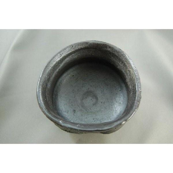 chku-10 黒織部 抹茶茶碗 文部大臣奨励賞受賞作家 荒川明作 木箱付きの画像