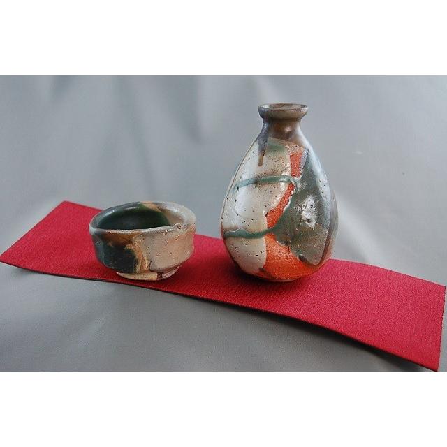 cts-1 鳴海織部徳利＋ぐいのみ  文部大臣奨励賞受賞作家　荒川明作 木箱付き