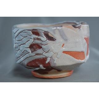 dch-38   薪窯 志野焼 抹茶茶碗 文部大臣奨励賞受賞作家 荒川明作 木箱付きの画像