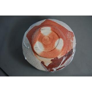 dch-38   薪窯 志野焼 抹茶茶碗 文部大臣奨励賞受賞作家 荒川明作 木箱付きの画像