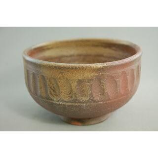 dch-6 焼締 抹茶茶碗 文部大臣奨励賞受賞作家　荒川明作 木箱付き_1
