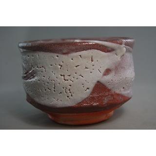 ech-11 志野焼 抹茶茶碗 文部大臣奨励賞受賞作家 荒川明作 木箱付きの画像