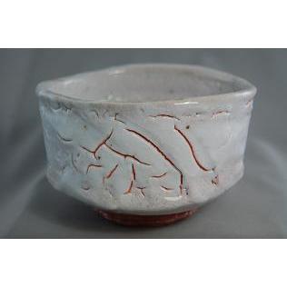 ech-1  薪窯 志野焼 抹茶茶碗 文部大臣奨励賞受賞作家　荒川明作 木箱付き_1