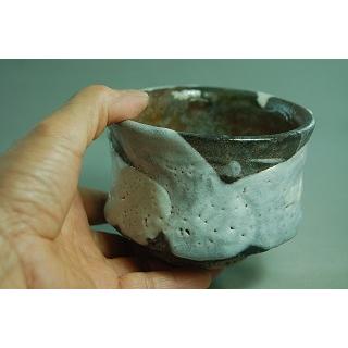 ech-7 焼締志野焼 抹茶茶碗文部 大臣奨励賞受賞作家 荒川明作 木箱付きの画像