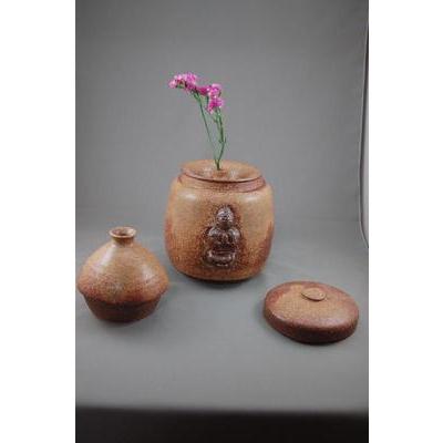 伊羅保 花瓶 木箱付き 瀬戸で活躍の谷口祥八氏作 [伊羅保]焼 創作花瓶