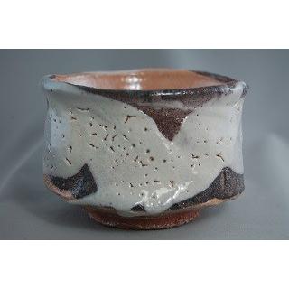 fch-5  志野焼 抹茶茶碗  薪窯   文部大臣奨励賞受賞作家 荒川明作 木箱付きの画像
