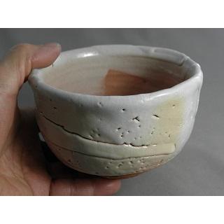 gch-5  志野焼 抹茶茶碗 薪窯 荒文部大臣奨励賞受賞作家 荒川明作 木箱付きの画像