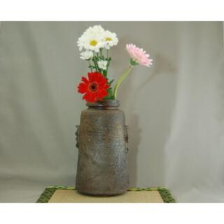 ha-10  焼締　花入れ 薪窯　文部大臣奨励賞受賞作家　荒川明作 木箱付き_1