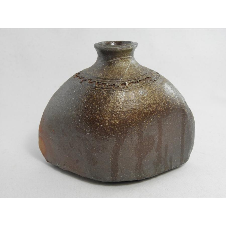 ha-54 焼締 　変形花入れ 文部大臣奨励賞受賞作家　荒川明作 木箱付き