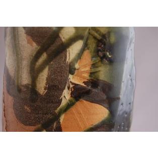 hao-7 鳴海織部花入れ 薪窯焼成 文部大臣奨励賞受賞作家　荒川明作 木箱付き_5
