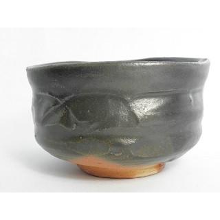 hch-14 焼締織部 抹茶茶碗 文部大臣奨励賞受賞作家 荒川明作 木箱付きの画像