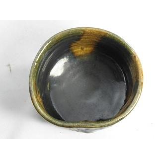hch-24 薪窯焼成の織部 抹茶茶碗 陶文部大臣奨励賞受賞作家 荒川明作 木箱付きの画像