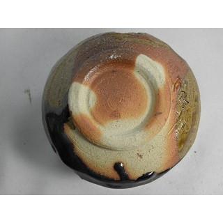hch-24 薪窯焼成の織部 抹茶茶碗 陶文部大臣奨励賞受賞作家 荒川明作 木箱付きの画像