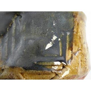 hch-24 薪窯焼成の織部 抹茶茶碗 陶文部大臣奨励賞受賞作家 荒川明作 木箱付きの画像