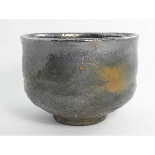 hch-5 黒 虹彩 楽 抹茶茶碗 文部大臣奨励賞受賞作家 荒川明作 木箱付きの画像