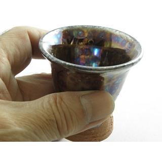 hgu-13 オーロラ天目 長ぐいのみ　　おちょこ 文部大臣奨励賞受賞作家　荒川明作 木箱付き_6