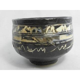 ich-10 積層泥彩 黒茶碗 文部大臣奨励賞受賞作家 荒川 明作 木箱付きの画像