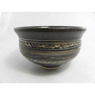 ich-9 積層泥彩 黒茶碗 文部大臣奨励賞受賞作家 荒川 明作 木箱付きの画像