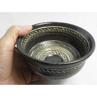 ich-9 積層泥彩 黒茶碗 文部大臣奨励賞受賞作家 荒川 明作 木箱付きの画像