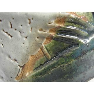 jch-17 鳴海織部 抹茶茶碗  文部大臣奨励賞受賞作家 荒川明作 木箱付きの画像