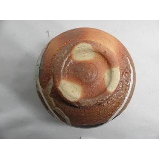 jch-6  焼締志野　 抹茶茶碗  文部大臣奨励賞受賞作家　荒川明作 木箱付き_4