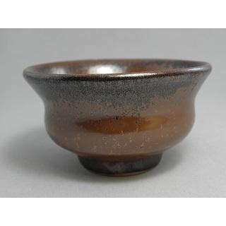 jgu-8  茜華天目釉　おちょこ ぐいのみ　文部大臣奨励賞受賞作家　荒川明作 木箱付き_2