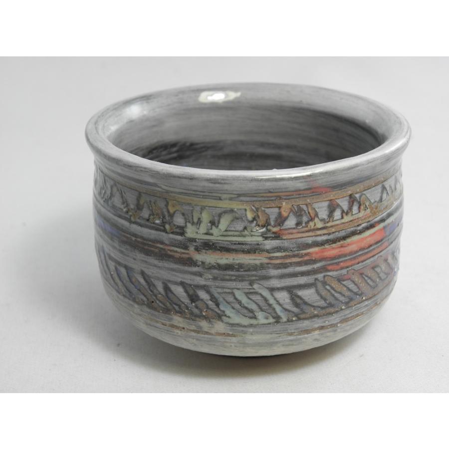 jyu-8 　積層泥彩 丸湯のみ 　白　文部大臣奨励賞受賞作家　荒川明作 木箱付き