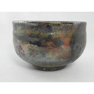 kch-1  黒虹彩 楽 抹茶茶碗 文部大臣奨励賞受賞作家 荒川明作の画像