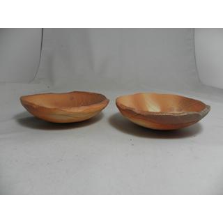 mkoha-2 焼締 花文様小鉢2ケセット 文部大臣奨励賞受賞作家 荒川 明作  桐箱付きの画像