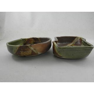 mkoha-7 鳴海織部小鉢2ヶ 文部大臣奨励賞受賞作家 荒川明作 紙箱付の画像