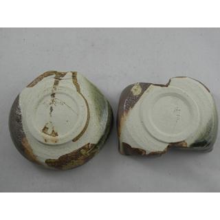 mkoha-7 鳴海織部小鉢2ヶ 文部大臣奨励賞受賞作家 荒川明作 紙箱付の画像