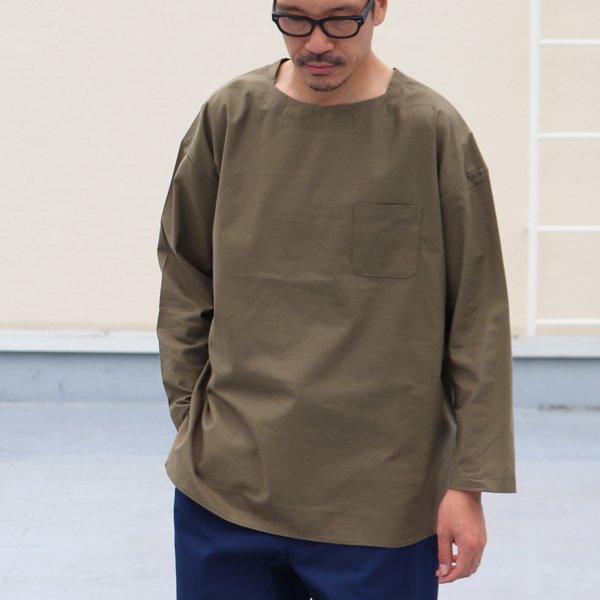 オーディエンス Audience ボートネックプルオーバーポケ付き9分袖シャツ コットンクロス地 日本製 メンズ |  | 01