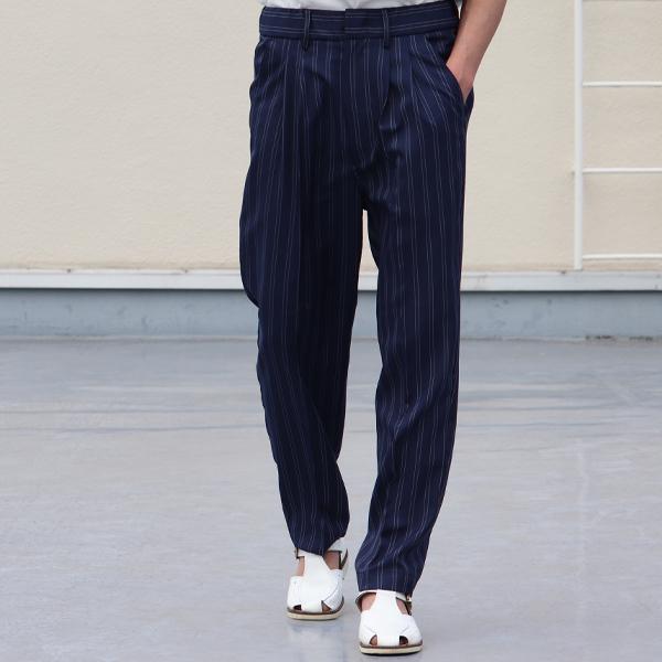 オーディエンス Audience 2タックパンツ テーパードパンツ Reflax Linon リフラクスリノン ストライプ柄 日本製 メンズ AUD3554 | Audience | 01