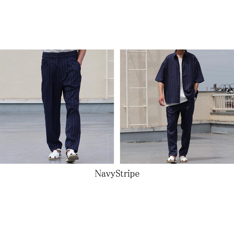 オーディエンス Audience 2タックパンツ テーパードパンツ Reflax Linon リフラクスリノン ストライプ柄 日本製 メンズ AUD3554 | Audience | 17