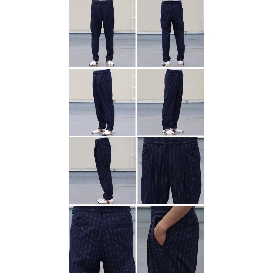 オーディエンス Audience 2タックパンツ テーパードパンツ Reflax Linon リフラクスリノン ストライプ柄 日本製 メンズ AUD3554 | Audience | 18
