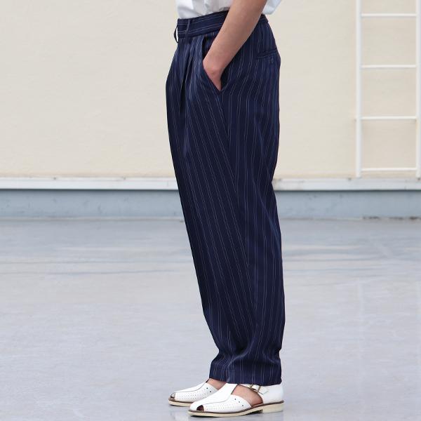 オーディエンス Audience 2タックパンツ テーパードパンツ Reflax Linon リフラクスリノン ストライプ柄 日本製 メンズ AUD3554 | Audience | 03