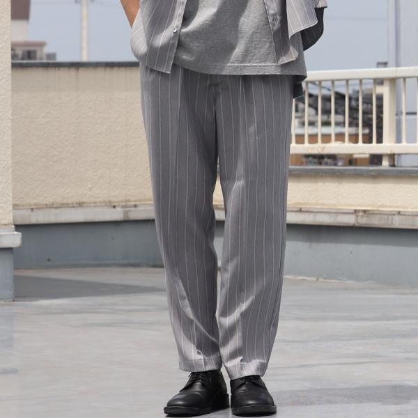 オーディエンス Audience 2タックパンツ テーパードパンツ Reflax Linon リフラクスリノン ストライプ柄 日本製 メンズ AUD3554 | Audience | 05